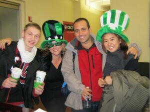 Students celebrating St Patrick’s Day at St Giles International, New York City